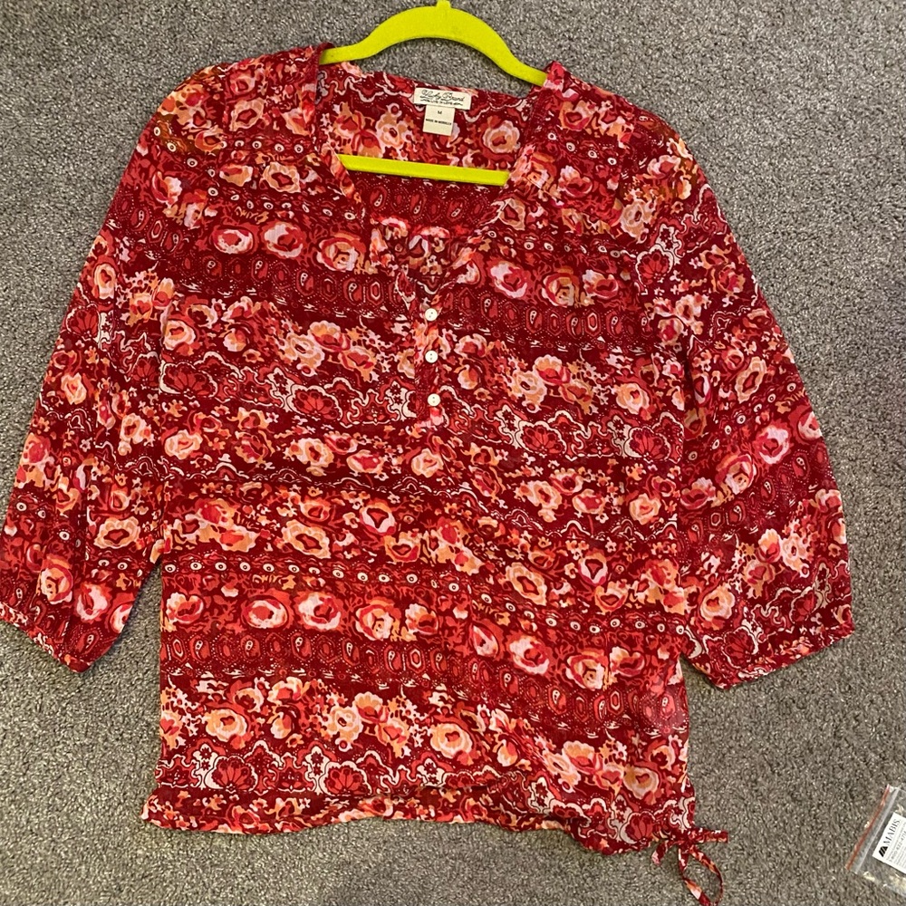 Lucky Brand Red Floral Blouse